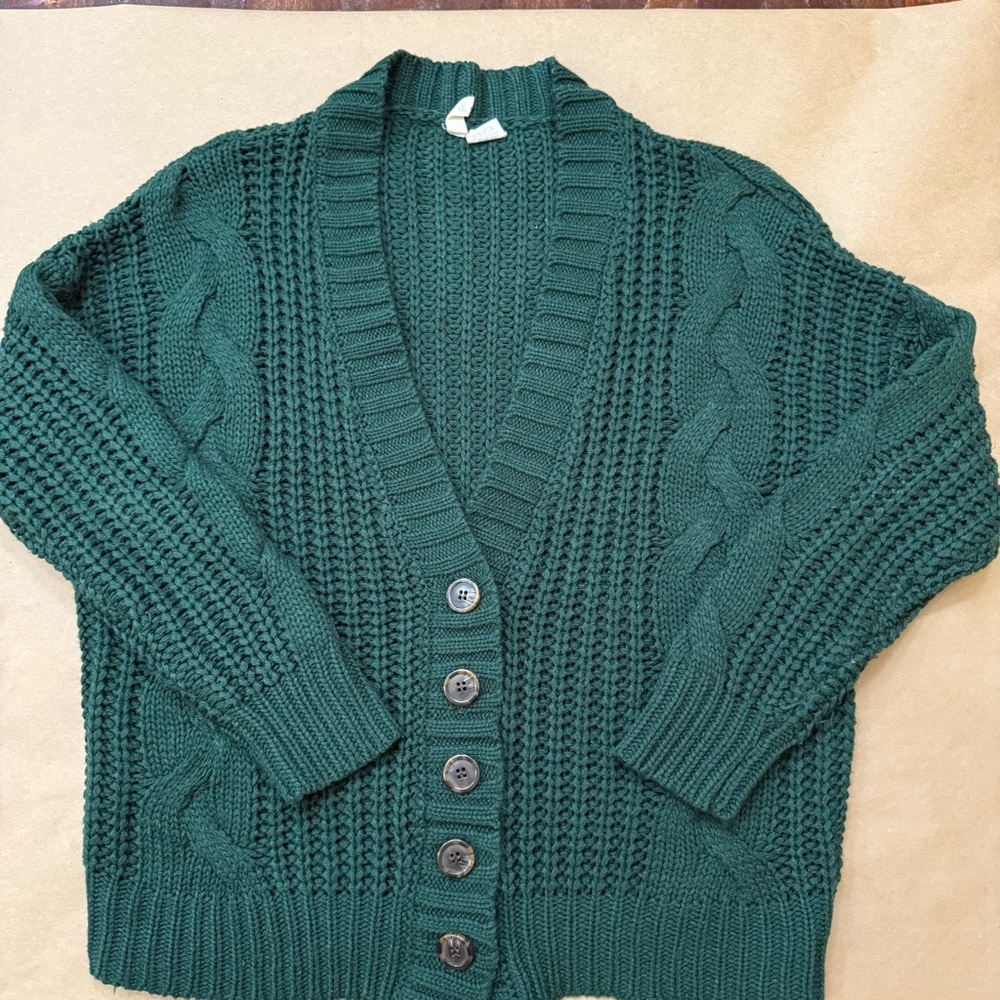 Sky and Sparrow Forest Green Cardigan Size Small